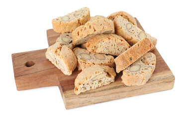 Traditional Italian almond biscuits (Cantucci) isolated on white