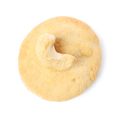 One tasty cashew cookie isolated on white, top view