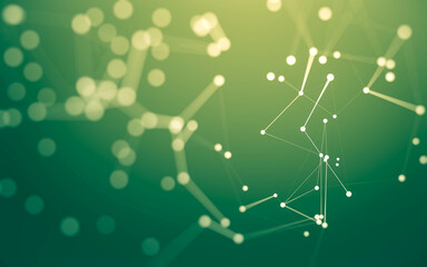 Abstract background. Molecules technology with polygonal shapes, connecting dots and lines. Connection structure. Big data visualization.
