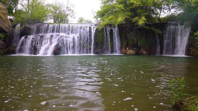 Novales waterfall, weir of the mill, Spain. Novales is a city located on the banks of the Guatizalema, in the Huesca valley that already borders the Mone
