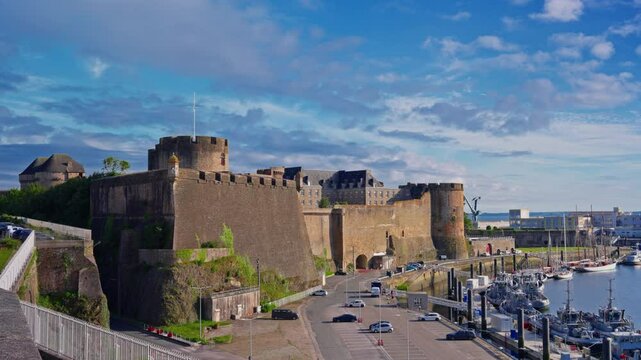 Port de Brest. Brest Castle on a sunny day in France