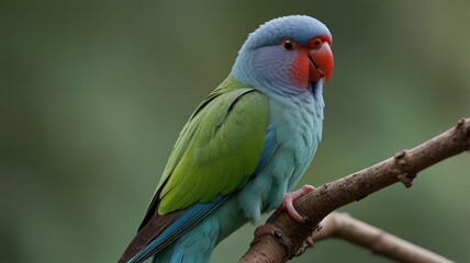 Obraz premium A vibrant blue-green parrot perched on a branch.