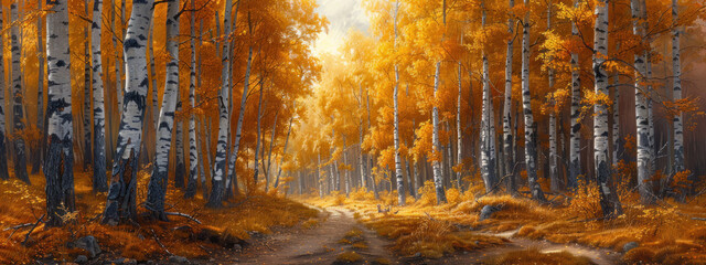 autumn birch forest.