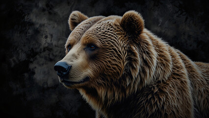 Obraz premium Unique Brown Bear Photography with Dark Backgrounds for Intimate and Powerful Wildlife Shots