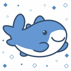 Cute Happy Whale Cartoon illustration Sticker emote Clip Art