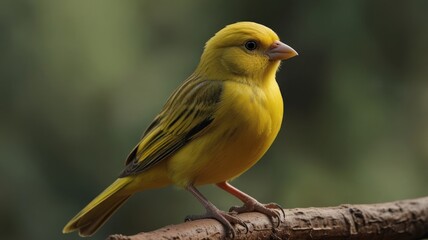 Vibrant yellow bird perched on a branch.