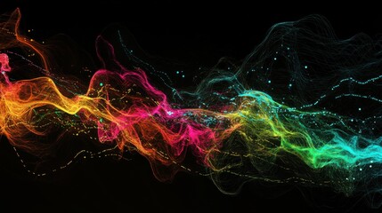 Obraz premium Vibrant Colorful Abstract Wave Form on Dark Background