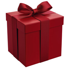 Red gift box with a red bow ribbon isolated on transparent background