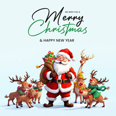 Fototapeta premium Festive Merry Christmas and New Year holiday, poster banner design