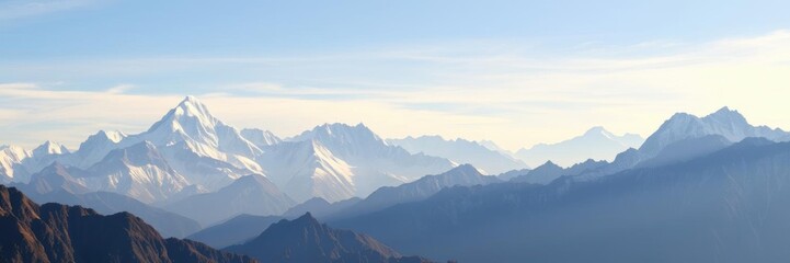 Fototapeta premium Panoramic view of majestic Kangchenjunga mountain towering over the surrounding landscape, summit, breathtaking