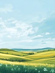 Obraz premium field of wheat and sky, style painted 