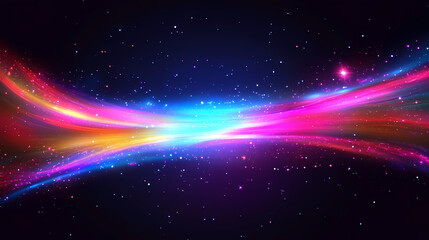 Abstract colorful neon light of nebula cosmo stardust flowing in concept space, science, universe. Galactic. Illustration