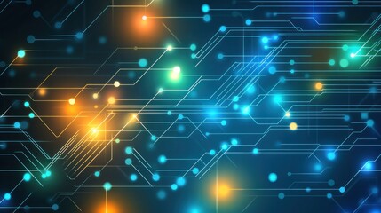 Obraz premium Abstract digital background with illuminated lines and nodes representing technology and connectivity.