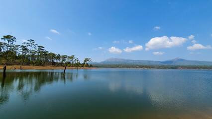 lake with Mountain background in Viengchan, Laos