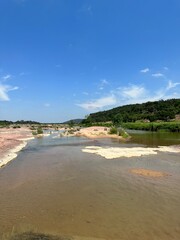 Dried up river on a sunny day 