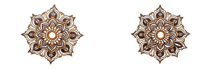 Intricate mehndi symbols in traditional Indian design on a clean white background, temporary tattoo, detailed