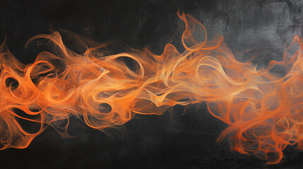 Glowing orange mist swirls against black canvas creating an ethereal effect in a dark atmosphere