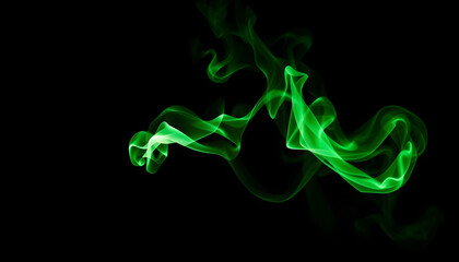 Fototapeta premium Artificial magic smoke in green light on black background isolated with white highlights, png