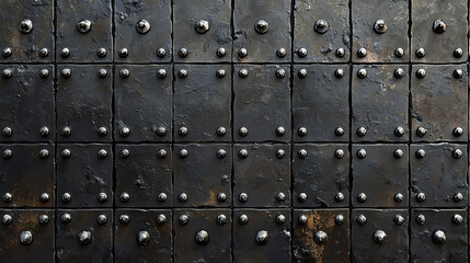 Metal panel texture with industrial details showcasing rivets and weathered surfaces in an urban setting