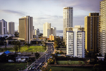 Obraz premium A vintage photo a cityscape