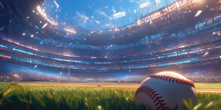 Professional Baseball Field with Grass and Dirt Detail