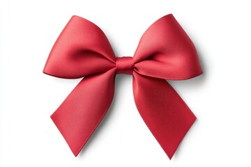 Fototapeta premium A red ribbon bow is shown on a white background