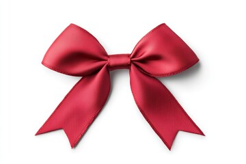Naklejka premium A red ribbon with a bow is shown on a white background