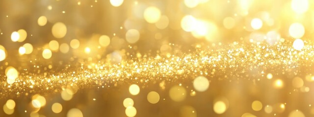 Golden Bokeh Background for Christmas New Year Wedding Celebration Decorative Banner