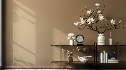 Serene Home Interior with Magnolia Branches 