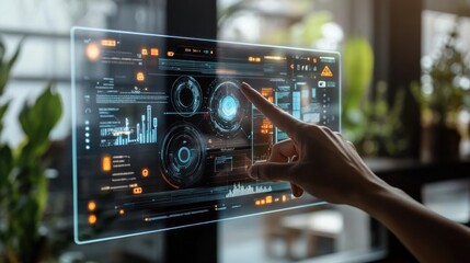 Fototapeta premium Digital Interface Display with Touch Interaction and Data Visualization