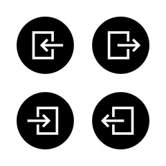 Login and logout icon on black circle. Enter and exit sign symbol