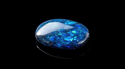 Shiny Blue and Green Opal Stone on Black Background for Jewelry Design