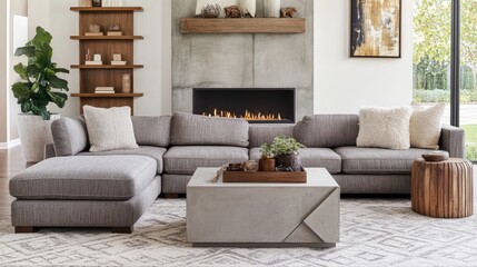 Modern Living Room with Cozy Sofa and Stylish Decorative Elements