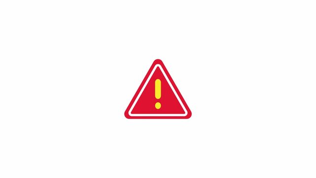 Red Triangle Warning Sign Alert Exclamation Mark Caution Important Notice Symbol Animation. 4k video