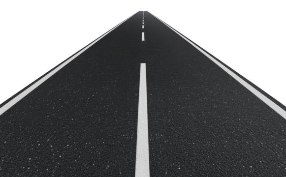 Endless straight road ahead, cut out - stock png.