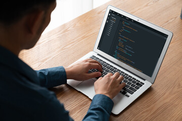 Software development programming on computer screen for modish application and program coding