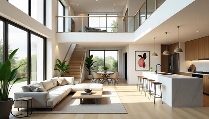 modern living room in white nuance