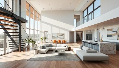 modern living room with white nuance