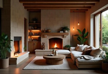 living room with fireplace