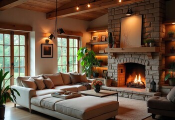 living room with fireplace
