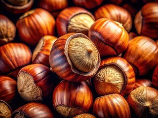 Obraz premium Close-Up of Hazelnuts: Macro Photography of Delicious Nuts with Texture and Detail for Food and Nature Enthusiasts