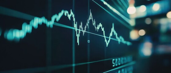 A close-up of a financial chart displaying market trends and fluctuations.