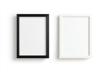 Two black and white framed pictures on a white background
