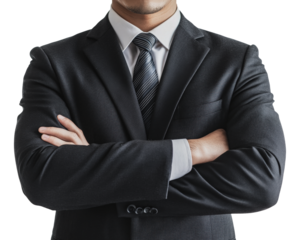 Confident businessman in formal attire, cut out - stock png.