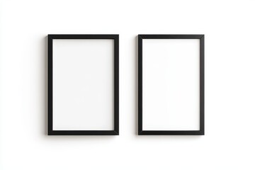Two black framed white picture frames
