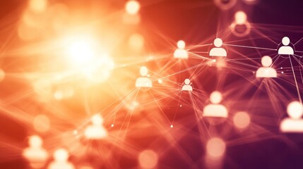 Obraz premium Abstract representation of social connections with user icons and network lines.