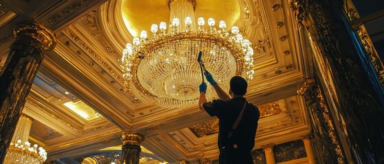 Opulent chandelier dusting a close-up of elegance in a luxury hotel environment