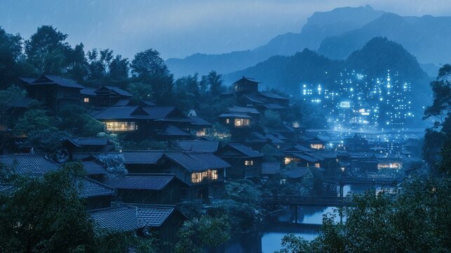 Embracing tradition a serene village in harmony with nature