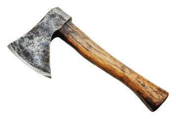 Ax with a wooden handle ready for outdoor use, cut out - stock png.