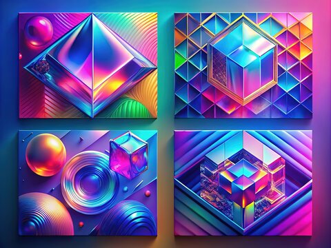 Futuristic Gradient Square Posters - Science, Music, Album Art